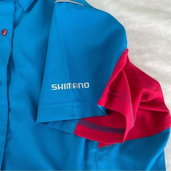 Shimano SMALL Women Wicktex Blue Cycling Top Snap Button Closure Short Sleeve - Picture 4 of 8